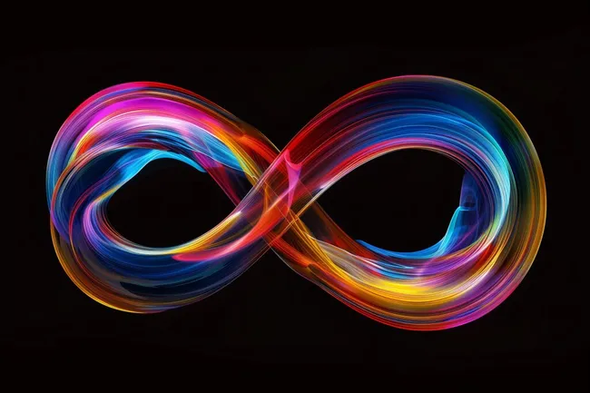 Farbenfrohes Unendlichkeitszeichen in Bewegung
