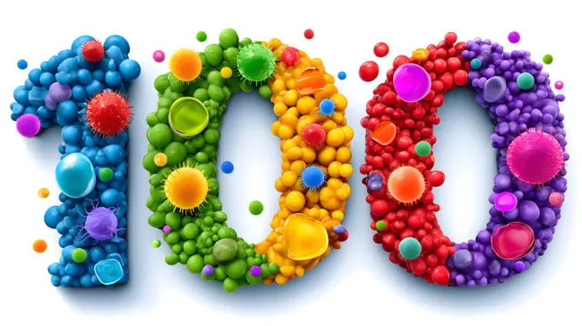 Farbenfrohes Zahlenspiel aus Kugeln und Objekten