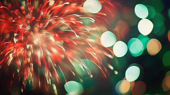 Farbenprächtige Feuerwerksexplosion in Rot und Grün