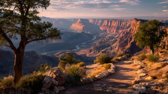 Farbenprächtige Landschaft am Grand Canyon bei Sonnenaufgang