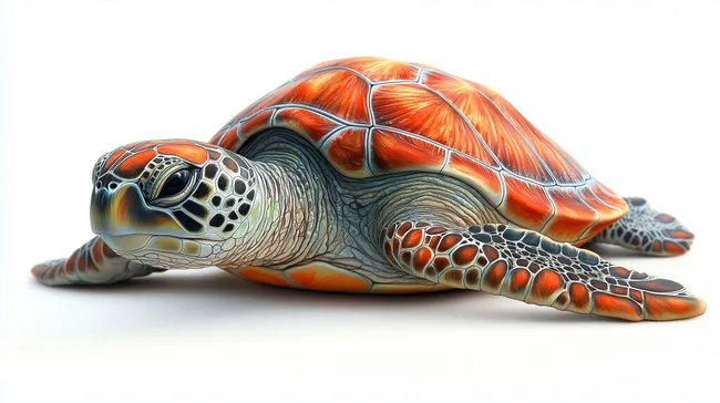 Farbenprächtige Meeresschildkröte im Nahaufnahme