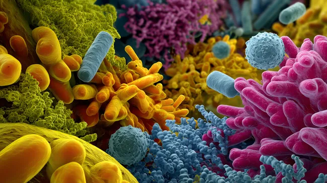 Farbenprächtige Mikroorganismen unter dem Mikroskop