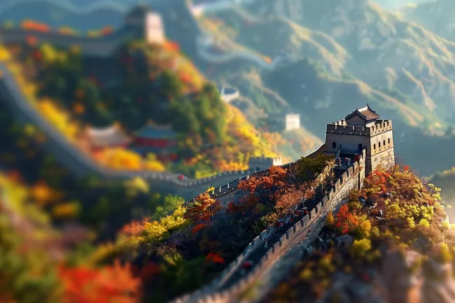 Farbenprächtiger Herbst an der Großen Mauer in China
