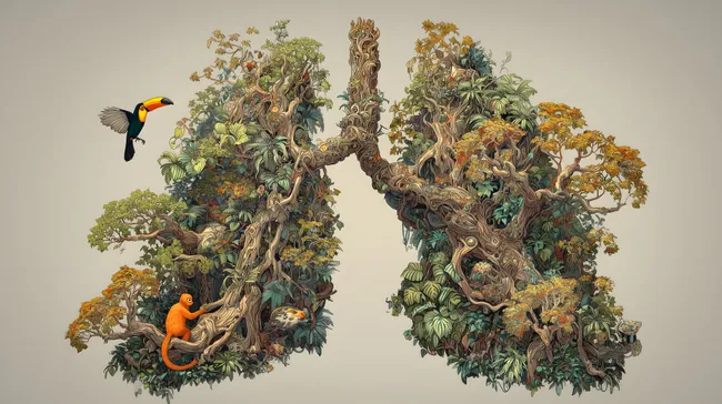 Farbenprächtiger Lungenbaum - Metapher für Gesundheit