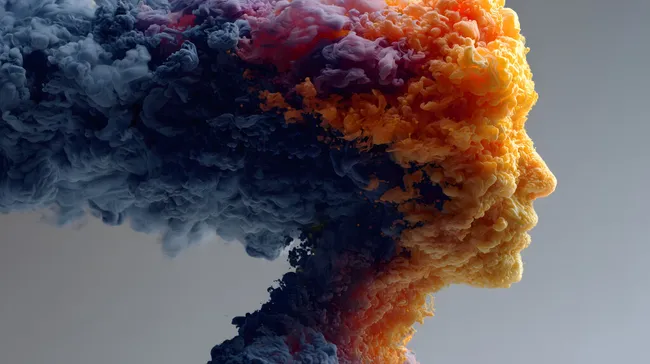 Farbexplosion in abstraktem Rauchwerk