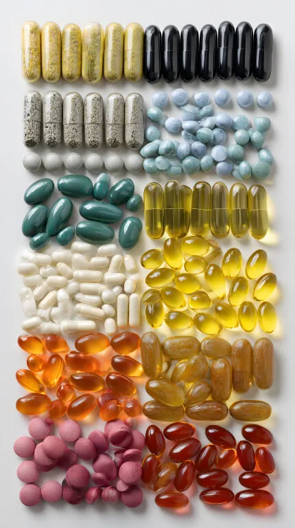 Farbige Vitaminpräparate und Nahrungsergänzungsmittel