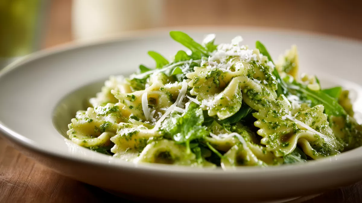 Farfalle mit frischem Rucolapesto und Parmesan