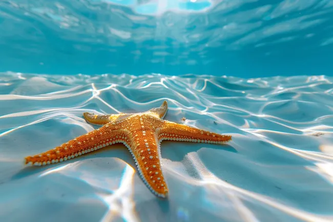 Faszinierder Seestern im klaren Meerwasser