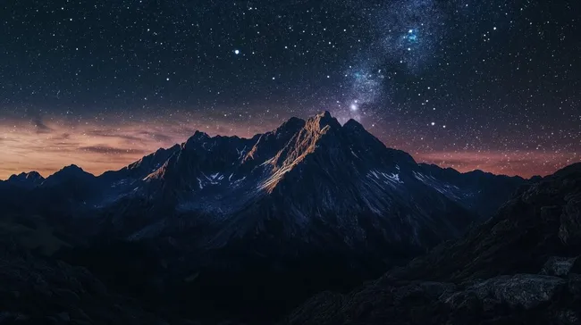 Faszinierende Berglandschaft bei Nacht mit Sternenhimmel