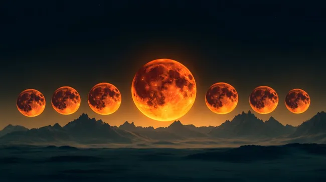 Faszinierende Mond-Finsternis über Berglandschaft