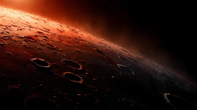 Faszinierende rote Oberfläche des Mars mit Kratern