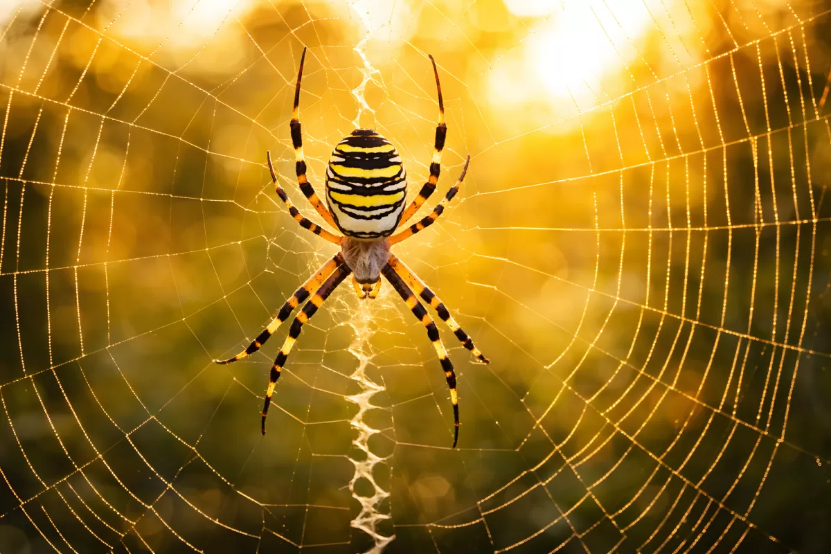 Faszinierende Spinnenaufnahme im warmen Sonnenlicht