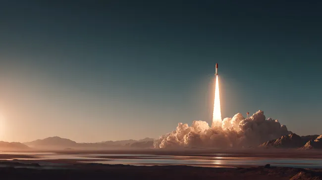 Faszinierender Raketenstart bei Sonnenuntergang