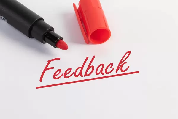 Feedback text with red marker pen