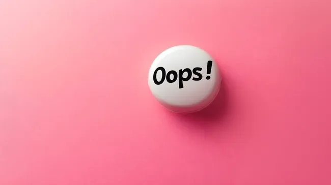 Fehler-Button mit 'Oops!' auf rosa Hintergrund
