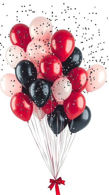 Feierliche Ballons in Rot und Schwarz