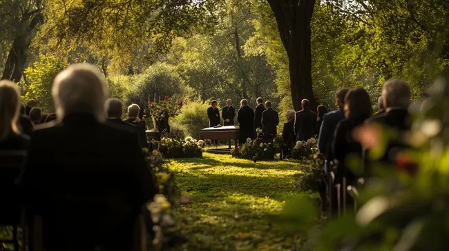 Feierliche Beerdigung in natürlicher Waldumgebung
