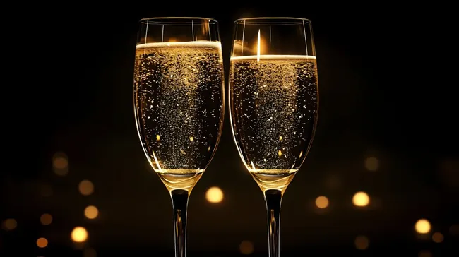 Feierliche Champagnermomente in Dunkelheit