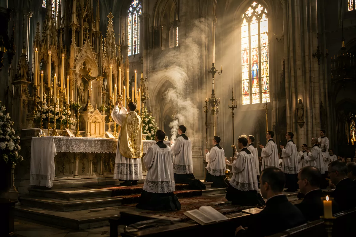 Feierliche Hochmesse in einer gotischen Kathedrale