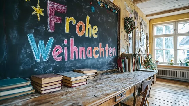 Feierliche Weihnachtsdekoration in Klassenzimmer