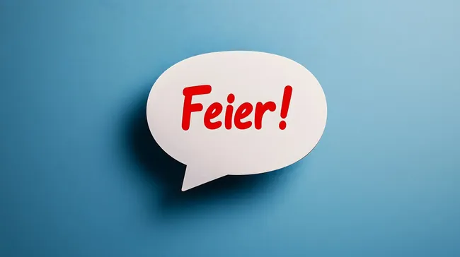 Feierlicher Sprachblase mit deutschem Wort