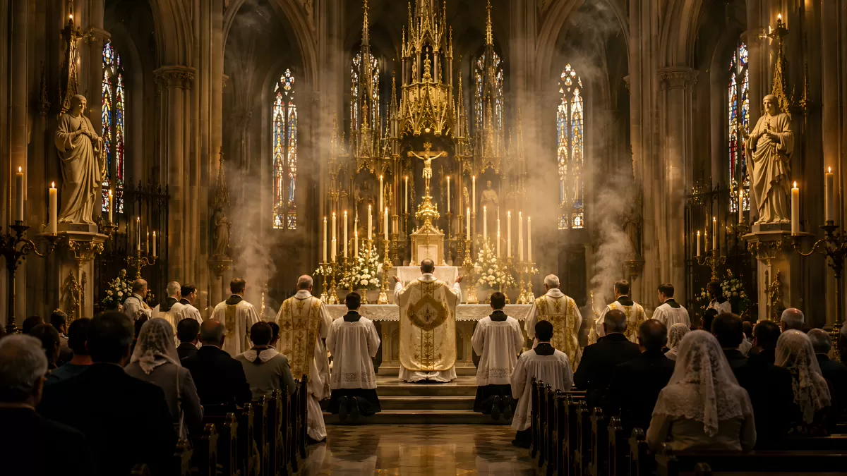 Feierliches Hochamt in prächtiger gotischer Kathedrale