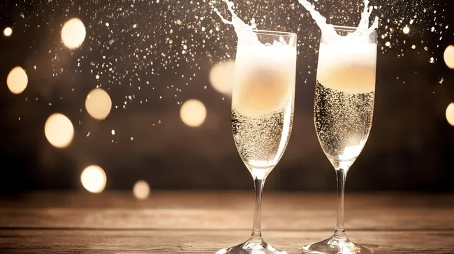Feiernde Momente mit Champagner und funkelndem Licht