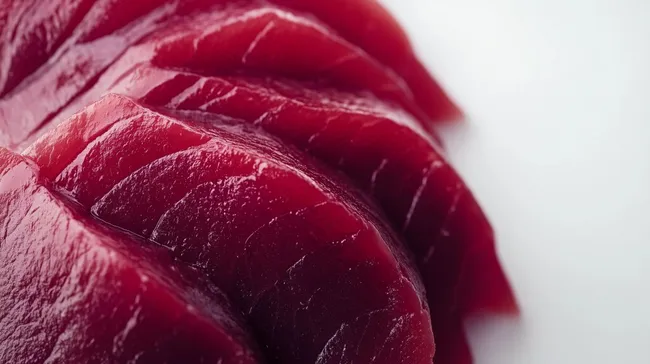 Feinfiberiger Tintenfisch-Sashimi in Nahaufnahme