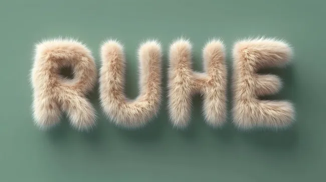 Felliger Schriftzug 'Ruhe' vor grünem Hintergrund