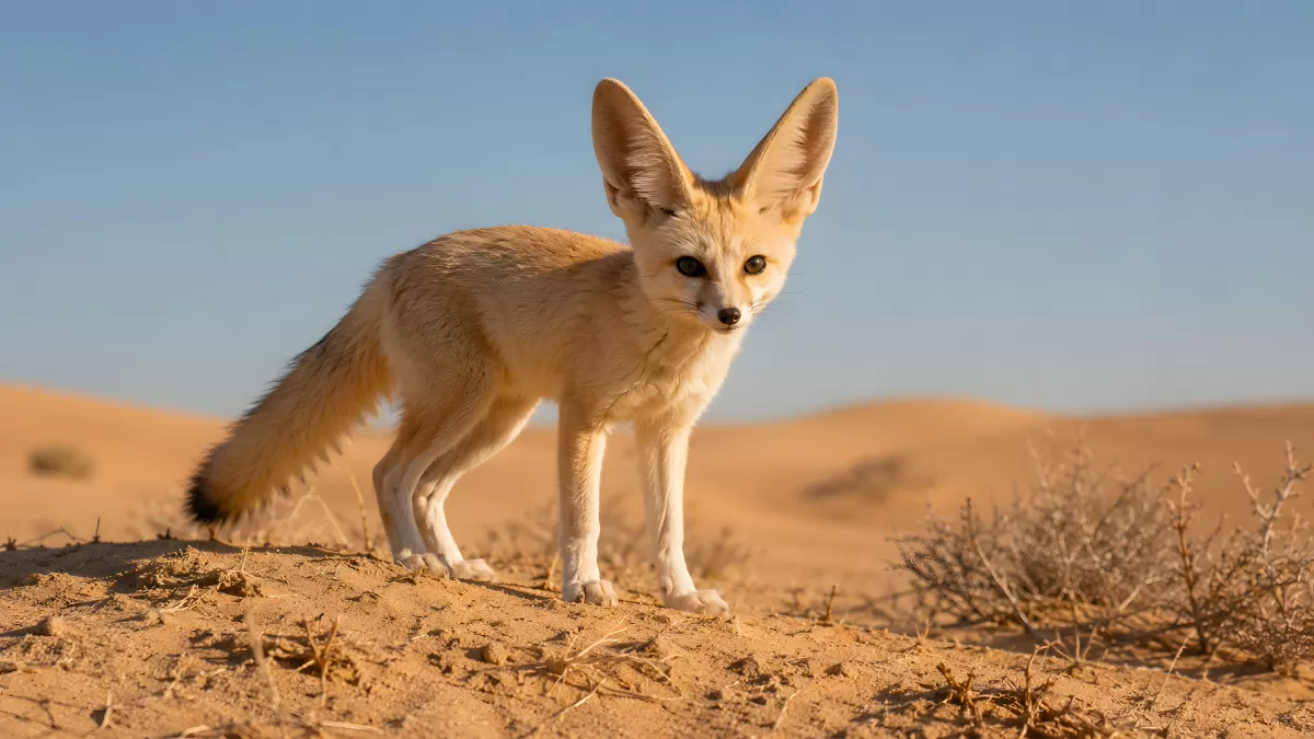 Fennek-Fuchs in der Wüste mit großen Ohren