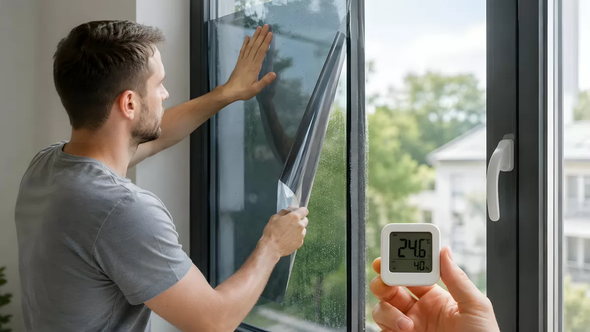 Fensterfolie anbringen zur Wärmeisolierung im Sommer