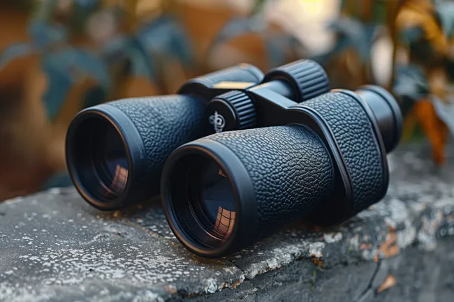 Ferngläser auf Felsvorsprung