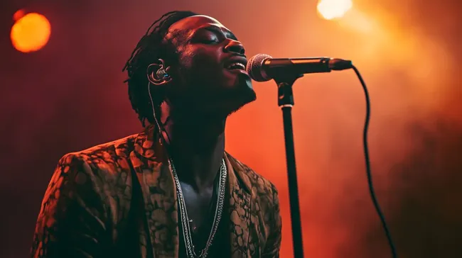 Fesselnder Auftritt eines Sängers auf der Bühne