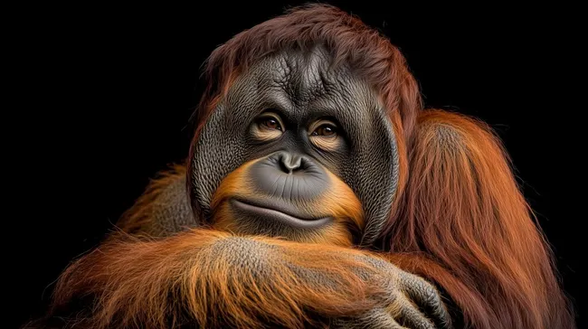 Fesselnder Nahaufnahme-Porträt eines Orang-Utan