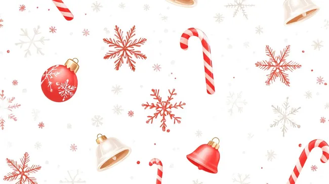 Festive Weihnachtsdekor-Muster mit Schneeflocken und Glocken