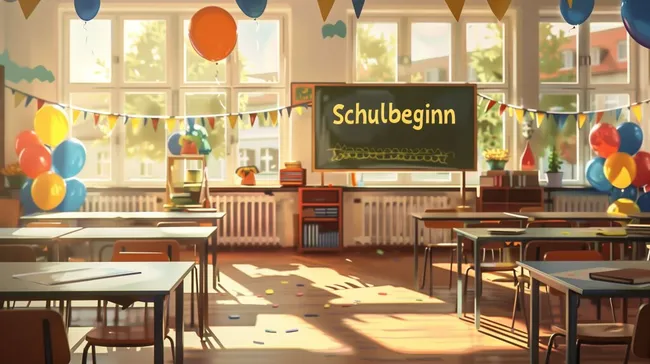 Festlich dekorierter Klassenzimmer für Schulbeginn