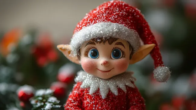 Festlich geschmückter Weihnachtself mit Glitzer