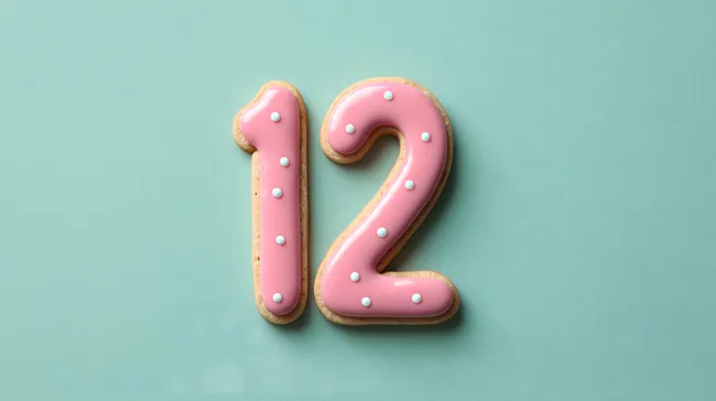 Festlich verzierte Zahl 12 aus Lebkuchen