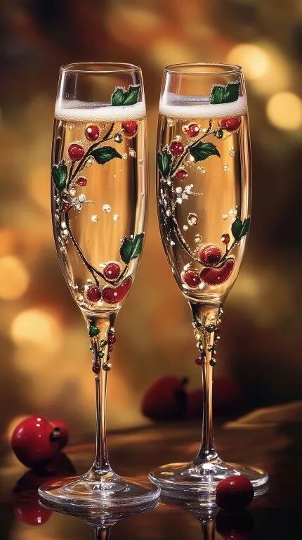 Festliche Champagnerglässer mit dekorativer Kirschblüte