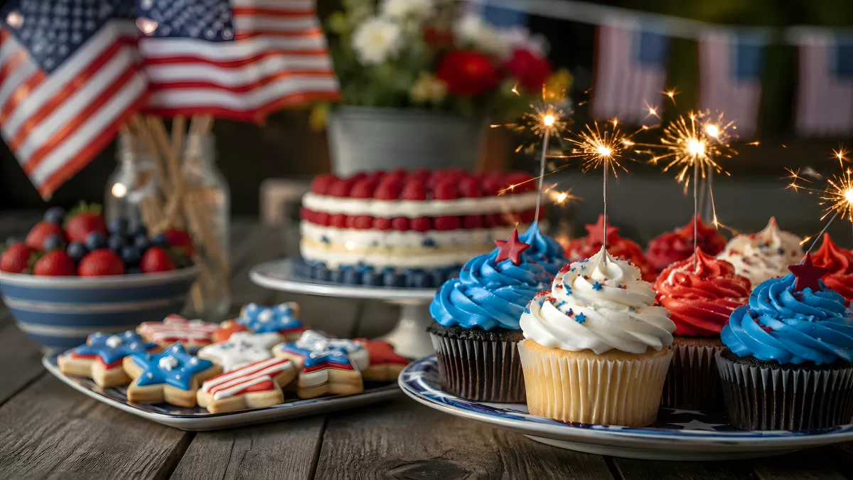 Festliche Desserts zum 4. Juli mit Wunderkerzen
