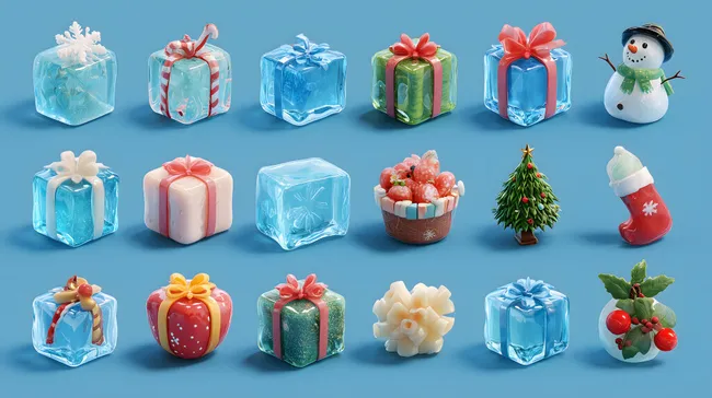 Festliche Geschenkpackungen in eisiger Optik