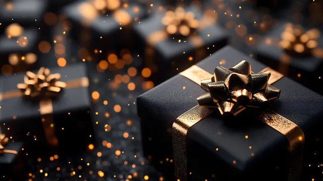 Festliche Geschenkverpackungen in Schwarz und Gold