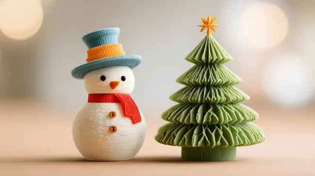 Festliche Weihnachtsdeko: Schneemann und Tannenbaum