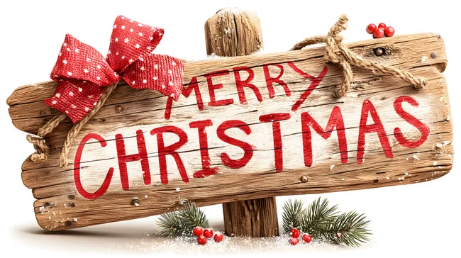 Festliche Weihnachtsdekoration aus Holz und Schleifen