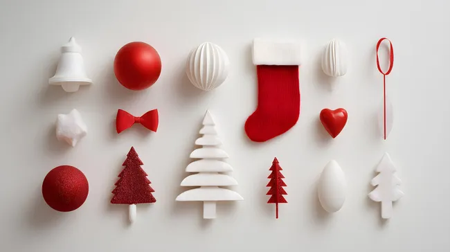 Festliche Weihnachtsdekoration in rot und weiß