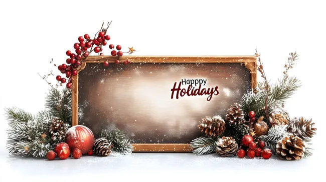 Festliche Weihnachtsdekoration mit Tannenzweigen und Beeren