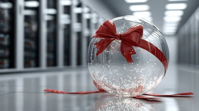 Festliche Weihnachtskugel in moderner Serverumgebung