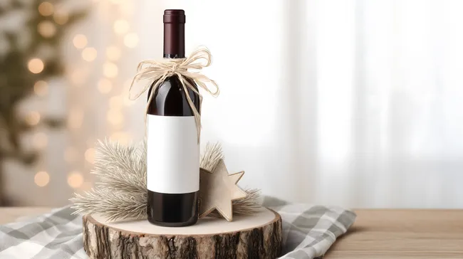 Festliche Weindekor mit Schleife und Stern