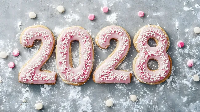 Festliche Zahlen-Kekse in Rosa und Weiß