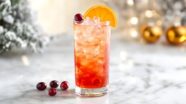 Festlicher Aperol-Cocktail mit Orangen und Weihnachtsdekor